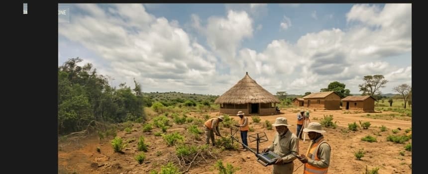Field team surveying mining grounds in Sierra Leone